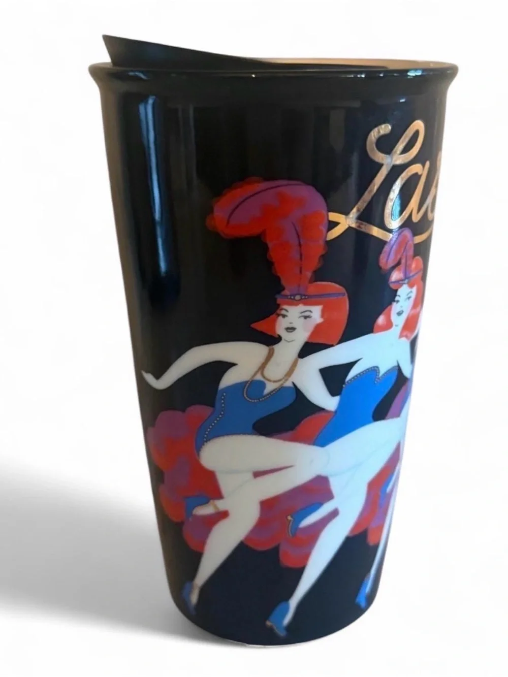 New Starbucks Las Vegas Showgirls 12oz Black Ceramic Tumbler